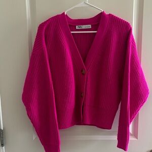 Zara Women's Fuchsia Cardigan Sweater